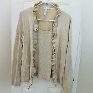 Charter Club Gold Metallic Ruffled Cardigan